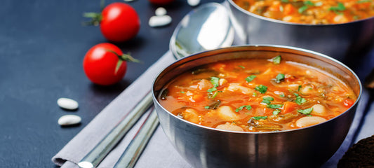 Chicken Soup with Spinach, Eggplant & Tomato