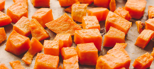 Oven Roasted Sweet Potatoes with Cinnamon Pear Balsamic