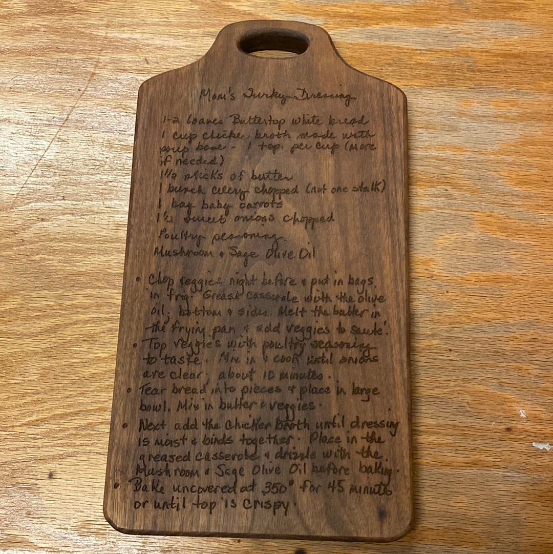 Behind the Fence Wood Walnut Recipe Board