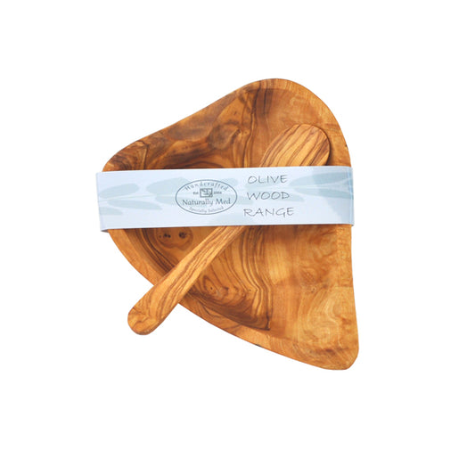 Olive Wood Heart Dish and Spoon