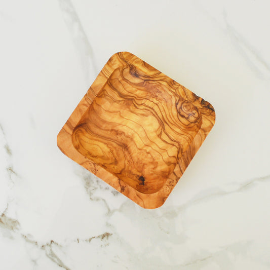 Olive Wood Square Dipping Bowl Large 4.75"