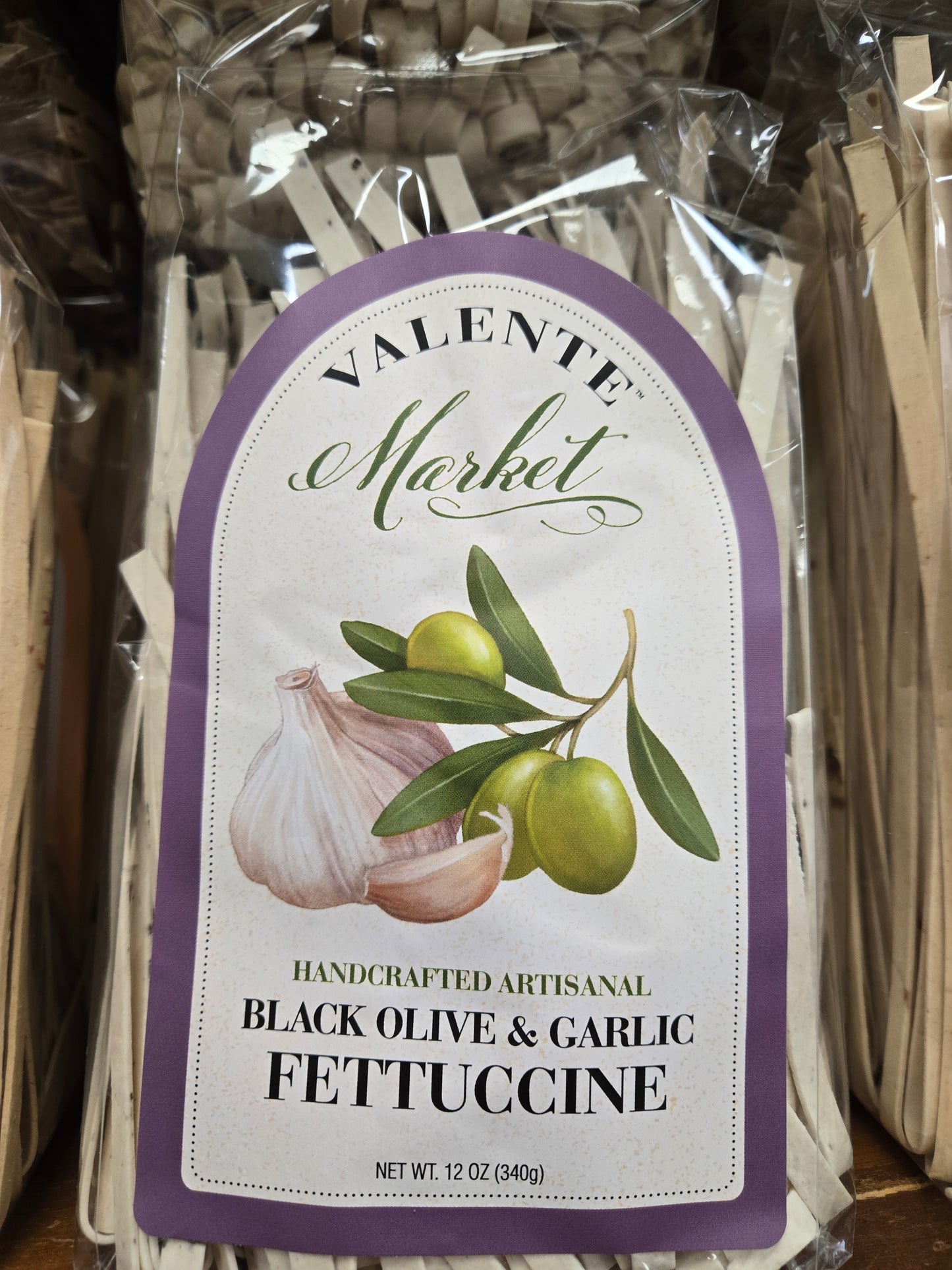Black Olive and Garluc Fettuccine Pasta