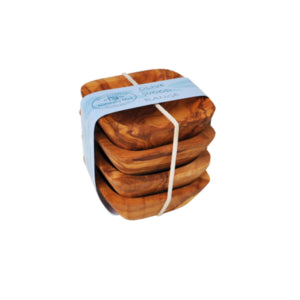 Olive Wood Square Dipping Bowls - Set of 4