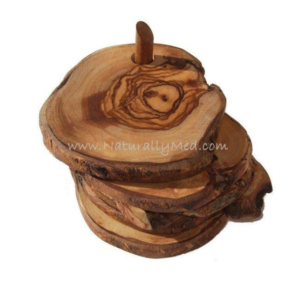 Olive Wood Rustic Coaster Set of 6