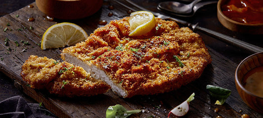 Schnitzel with Baby Arugula Lemon Pesto (pork chops or chicken breasts)