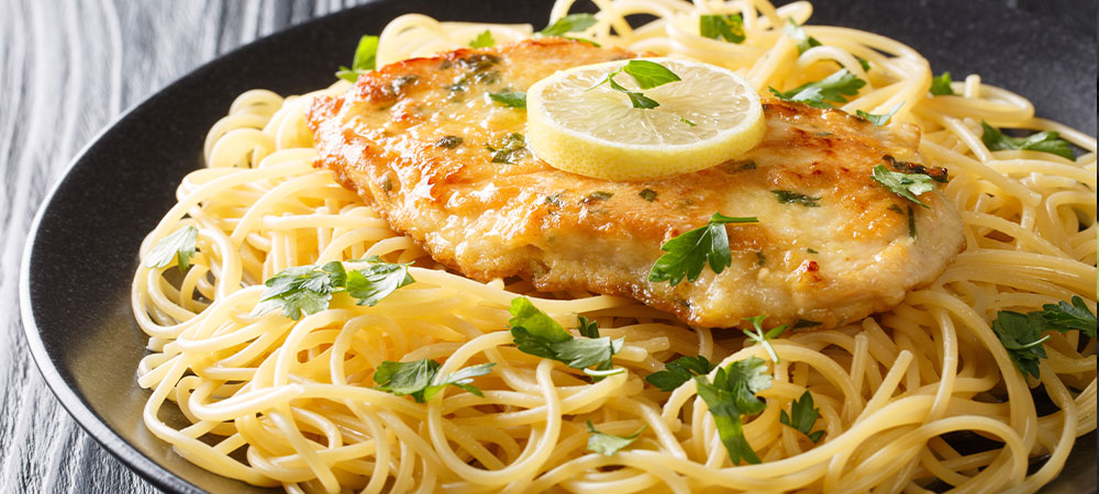 Chicken Pasta with Lemon Extra Virgin Olive Oil