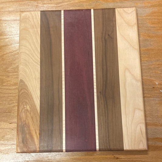 Behind the Fence Wood Cutting Board - Maple Walnut Purple Heart