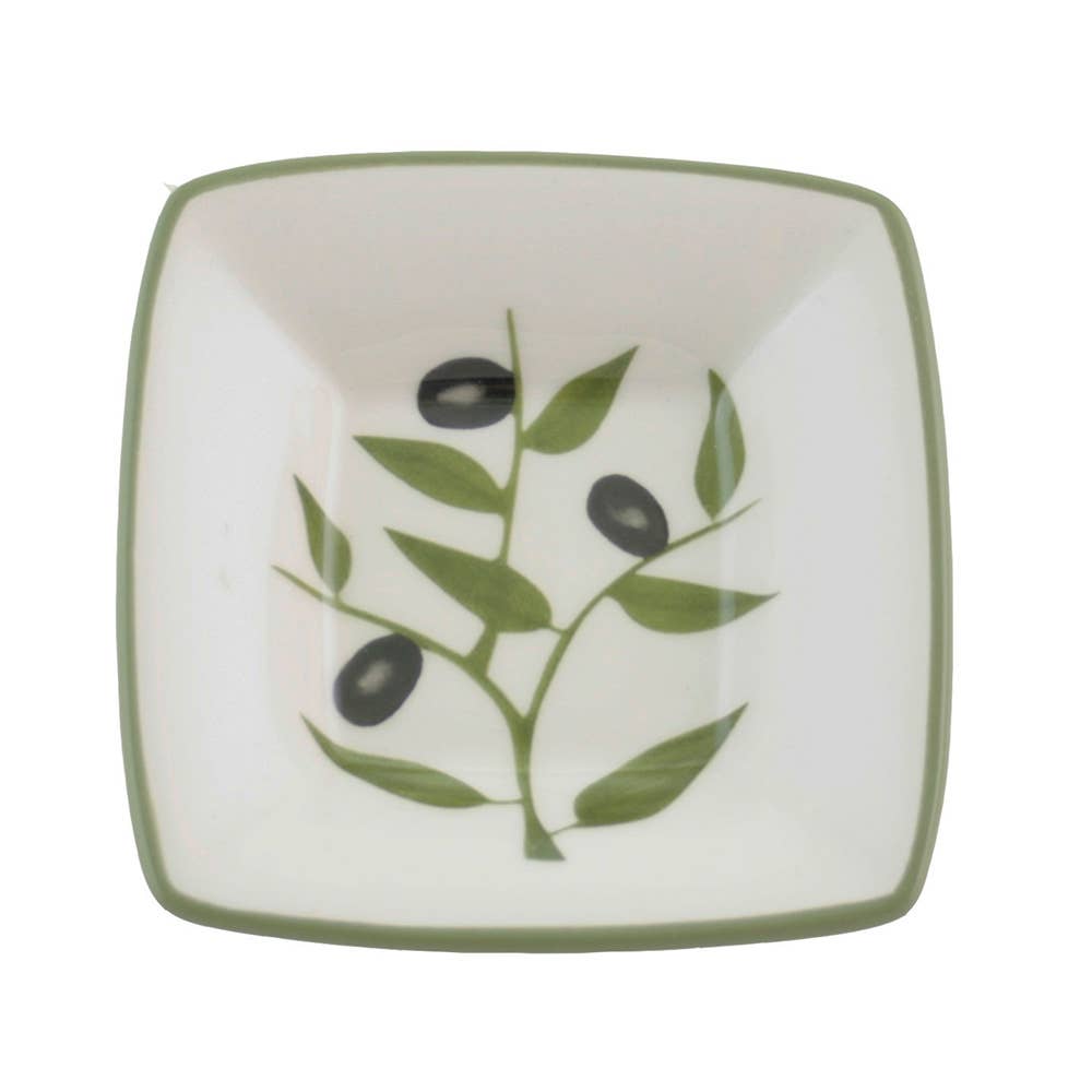 Small Square Dipping Dish Ceramic Olive Branch