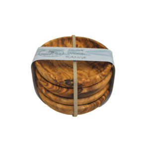 Olive Wood Round Dipping Bowls - Set of 4