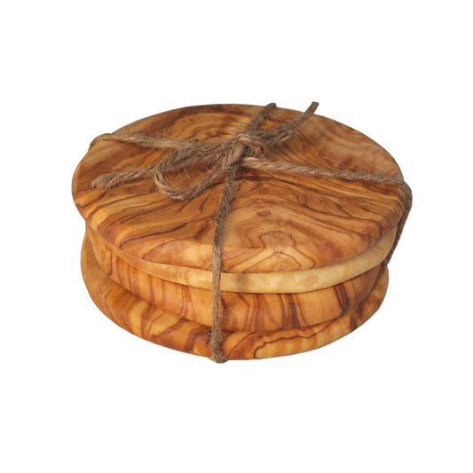 Olive Wood Pebble Coaster Set of 4